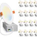 Amico 16 Pack 4 Inch 5CCT Ultra-Thin LED Recessed Ceiling Light with Junction Box, 2700K/3000K/4000K/5000K/6000K Selectable, 11W Eqv 70W, Dimmable Can-Killer Downlight, 800LM High Brightness - ETL