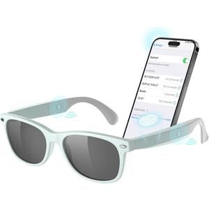 Smart Bluetooth Sunglasses, XO Smart Bluetooth Audio Glasses for Women Men, Athletic/Outdoor UV Protection Riding, Driving, Fishing, Running (Mint Green)