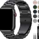 EPULY Metal Band Compatible with Apple Watch Band 49mm 46mm 45mm 44mm 42mm 41mm 40mm 38mm Men & Women, Business Stainless Steel Strap for iWatch Bands Ultra 2, SE, Ultra Series 9 8 7 6 5 4 3 2 1 (Black)