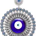 Okuna Outpost Glass Evil Eye Decor Hanging Amulet - Round Blue, 5.8 Inch - Evil Eye Wall Decor & Turkish Art Wall Hanging for Entryway Protection