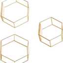Hexagon Floating Shelves 3-Pack (6.7-11in) | Decorative Wall Mounted Hexagon Shelf, Multi-Use Geometric Metal Shelving for Living Room, Bedroom, Kitchen, Office