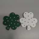 St Patricks Day Shamrock Decorations for Table,4 PCS Irish Green Wooden Lucky Clover Signs Decor for Indoor Office Home,Saint Patricks Day Gifts Centerpiece for Tiered Tray Mantel Shelf Desk Party Bar