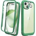 Diaclara Designed for iPhone 15 Plus Case 6.7'', [Compatible with MagSafe] Full Body Rugged Magnetic Case w/Built-in Screen Protector+ Glass Camera Lens Protector, Mint Green