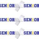 6Pcs White Senior 2026 Satin Sashes with Blue Gold Glitter Letters Senior 2026 Decorations- 2026 Graduation Celebrations Sashes - Senior Cheer Sash - Cheerleader Sash - Class Competition Sashes