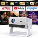 Mini Smart Projector, Portable Projector with WiFi and Bluetooth, HAPPRUN 4K Full HD Home Theater with 270 Stand, Dolby Sound, Built-in Apps,Compatible with Phone & PC, Indoor & Outdoor Use