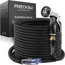 Relxitl Garden Hose, Flexible Water Hose, Ultra Lightweight Non-Expanding hose with 10 Function Sprayer, Leak proof, Pressure Resistant for Yard, Outdoor (Black, 25FT)