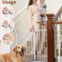 InnoTruth 28.9-42.1" Wide Baby Gate for Stairs & Doorways, 30" Tall Pressure Mounted Dog Gates for Stairs Expandable One-Hand Open, Easy Step Walk Through Dual Lock Metal Pet Gates for Dogs, White