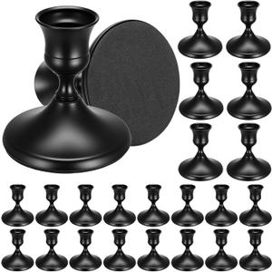 24PCS Brass Black Taper Candle Holders Set, Vintage Metal Candlestick Holders for Table Centerpiece, Wedding Reception, Festive Christmas Mantel Decoration or Home Decor