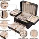 KAMIER Jewelry Box, Jewelry Organizer with Drawers, 3 Layers Jewelry Storage Organizer for Earring, Ring, Necklace, Bracelets, Gift for Women, Girls, Men, Black