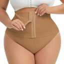 USEASY Belly Support Underwear Slimming Underwear Shapewear Thong for Women High Waist Thong Tummy Control Dark Brown 2XL (Beige, XXL)