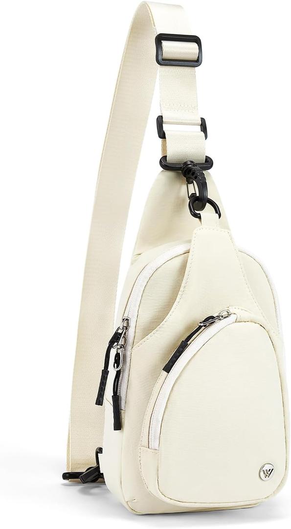 WESTBRONCO Small Sling Bag for Women Nylon Crossbody Sling Backpck Lightweight for Travel Casual Daily (Beige)