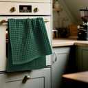 Jacquotha Waffle Hand Towels Set of 2 (Hunter-Green) Cotton, Quick Dry, Lint Free, 13 x 29, Bathroom Decor & Kitchen Towels