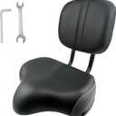 THALOUS Bike Seat with Backrest Oversized Comfort Bicycle Saddle Replacement Soft Memory Foam Padded PU Cushion Universal for Tricycle Mountain Bike Commuter Bike Electric Bike (Black&Grey)