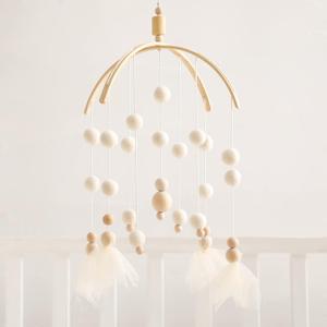 Baby Mobile 100% Felt Ball Bed Bell Mobile Crib Jewelry Creative Pendant Toy Wooden Wind Chime Nursery Decoration (Swan)