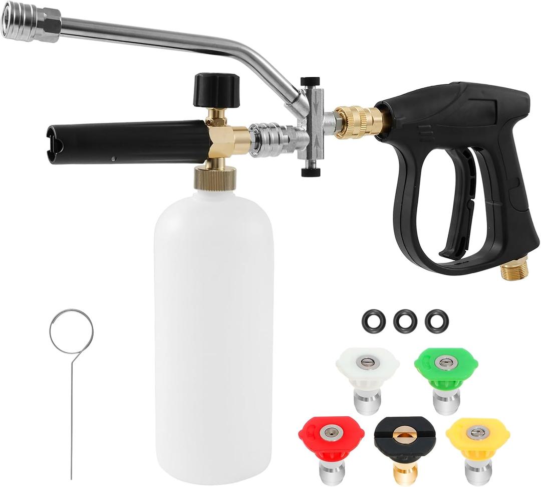 Foam Cannon for Pressure Washer with Dual Connector - Smart Dual Head Design, Adjustable Foam Density, 5 Power Washer Sprayer Nozzles, Car Washing Kit for Car Wall Cleaning