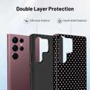 Owncase for Samsung Galaxy S22 Ultra Case Cute Fashion Polka Dot Phone Case for Women Girls Shockproof Slim TPU and Hard PC Protective Cover, Black