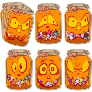 2 x 50 Pack Halloween Mason Jar Shape Crafts Candy Cards -DIY Trick or Treat Boxes for Party Favors, School Classroom Gift Cards for Kids, Holiday Gifts for Classroom Kid