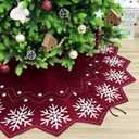 Starry Dynamo 72-Inch Reversible Knit Tree Skirt with Christmas StarInspired Pointed Edge Border and Lace-Up Closures, Machine Washable Thick Acrylic Yarn, Burgundy & White