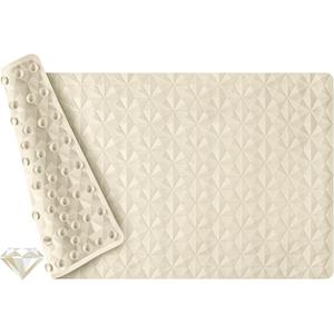 WRISIN Non Slip Bathtub Mat for Bath Tub Shower - Natural Rubber Mat with 241 Suction Cups - Soft Bathroom Safety Mat - Unique Diamond Pattern - Fatigue Relief - Machine Washable - 16 X 28 Inch (Beige)