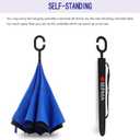 SIEPASA Spar. Saa Double Layer Inverted Umbrella with C-Shaped Handle, Anti-UV Waterproof Windproof Straight Umbrella for Car Rain Outdoor Use, 49 Inch, Sapphire Blue