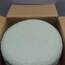 Mxfurhawa Versatile Storage Ottoman, Round Footstool with Soft Padded Seat, Small End Table with 4 Wood Legs, Teddy Velvet Foot Rest for Couch,Shoe Changing Stool for Living Room (Light Green)