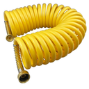 Yereen Heavy-duty PU Coil Hose, Self-Coiling Garden Hose with Solid Brass Fittings, Retractable, Corrosion Resistant, for Household (50 FT, Yellow)