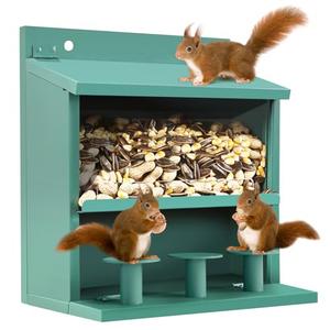 TreeGun Squirrel Feeder for Hanging Outside Tree，Mini Chipmunk Outdoors Squirrel Picnic Bench Feeders Table，Funny Metal House Boxes，Stronger Than Wooden Structure