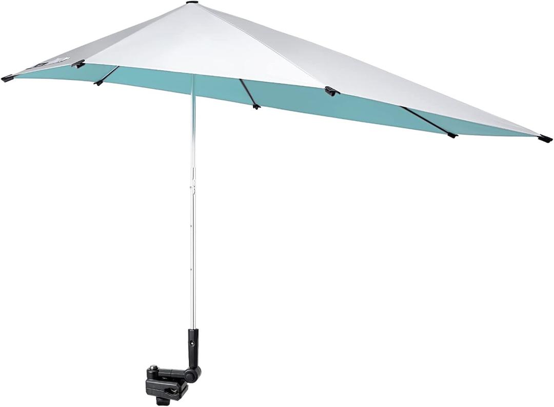 G4Free UPF 50+ Height Adjustable Chair Umbrella with Universal Clamp for Beach Chair, Golf Cart, Wheelchair, Stroller, Bleacher, Patio (Lake Blue)