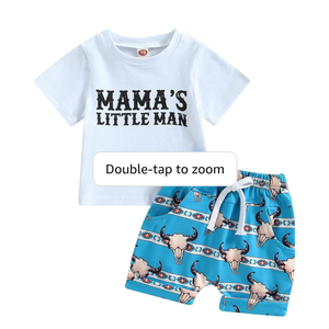 Yiiciovy Toddler Baby Boy Summer Clothes Outfits Western Animals Farm Themed Short Sleeve Top and Short 2Pcs Country Outfits 90