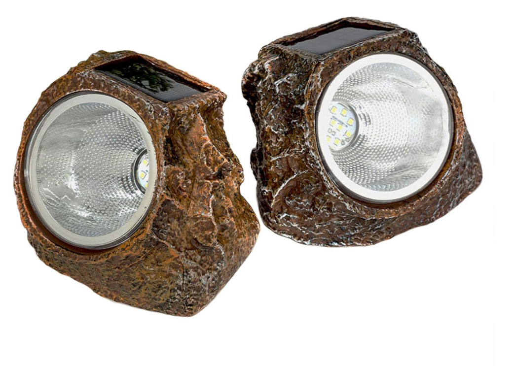 EiGreen Solar Garden Rock Lights Outdoor, 2 Pack 10 LED Waterproof Solar Powered Rock Light，Yard Landscaping Spotlights, for Indoor and Outdoor Decoration