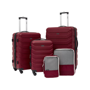 Wrangler Rolling Hard Side Spinner Luggage Set, Red