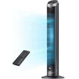 Dreo Tower Fan for Bedroom, 5 Speeds, 4 Modes with 26ft/s Standing Fan, 90 Oscillating Fans for Indoors, 12H & 28dB Quiet Timer, Remote Control, Touch, 40" Bladeless Floor Fan for Home Office, Black