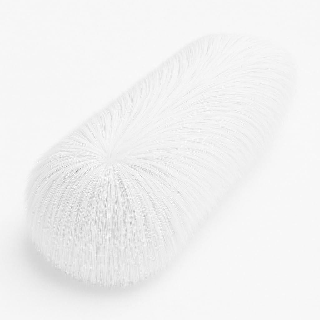 FabricLA White Faux Fur Accent Cut 12 x 48 Inches with Rounded Edges for Holiday & Christmas Decor