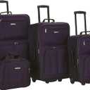 Rockland Journey Softside Upright Luggage Set, Expandable, Purple, 4-Piece (14/19/24/28)