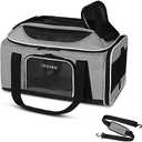 Petskd Top-Expandable Pet Carrier with Wheels 17x12x8.5 Inches JetBlue Allegiant Spirit Airline Approved, Soft-Sided Carrier for Small Cat Dog with Locking Safety Zippers and Anti-Scratch Mesh(Grey)