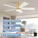 42Inch Smart Ceiling Fans with Lights Remote,Flush Mount,Outdoor,Gold White