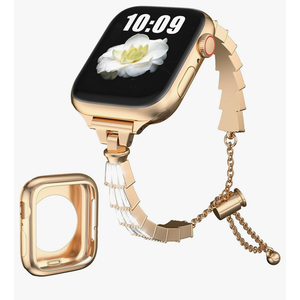 Fitlink Stainless Steel Apple Watch Band for Women, Bling Apple Watch Bands 38mm 40mm 41mm 42mm 44mm 45mm for Apple Watch Series 7 Apple Watch Series 6 Apple Watch SE Apple Watch 3 4 5