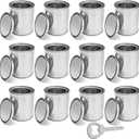 12 Pack Empty Paint Cans with Lids 0.4 Quart Tin Unlined Paint Buckets Bulk Paint Storage Containers, Quart Metal Unlined Paint Pails for Crafts DIY Projects, Storage, Painting