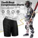 KOOPOW Youth Boys Padded Compression Sliding Shorts Pants with Soft Protective Athletic Cup & Pocket, Baseball Slider Underwear for Kids, Baseball, Football, Lacrosse