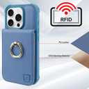 VANAVAGY Compatible for iPhone 16 Pro Max Wallet Case with Credit Card Holder Coin Pocket [360 Rotation Ring Kickstand], PU Leather Magnetic Clasp Flip Phone Cover for Women Men 6.9 Inch,Blue