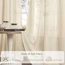 2LAMIT Short Linen Curtains 40 Inch Length for Kitchen, Semi Sheer Light Filtering Window Curtains Farmhouse Boho Bronze Grommet Panels for Cafe/RV Camper, Linen, 2 Panels, 34 x 40 Inch