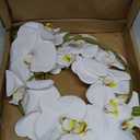2Pcs White Orchids Artificial Flowers 38" Long Stem Fake Orchid,Real Touch Latex Faux Phalaenopsis with 9 Large Orchids for Home Dcor Centerpiece Arrangements