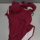 CUPSHE Women's Ruffled One Piece Swimsuit V Neck Lace Up (Medium, Burgundy)