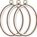 Celley Embroidery Hoops, Oval Imitated Wood Design, 3 Pcs (9.1 X 6.9 Inches)