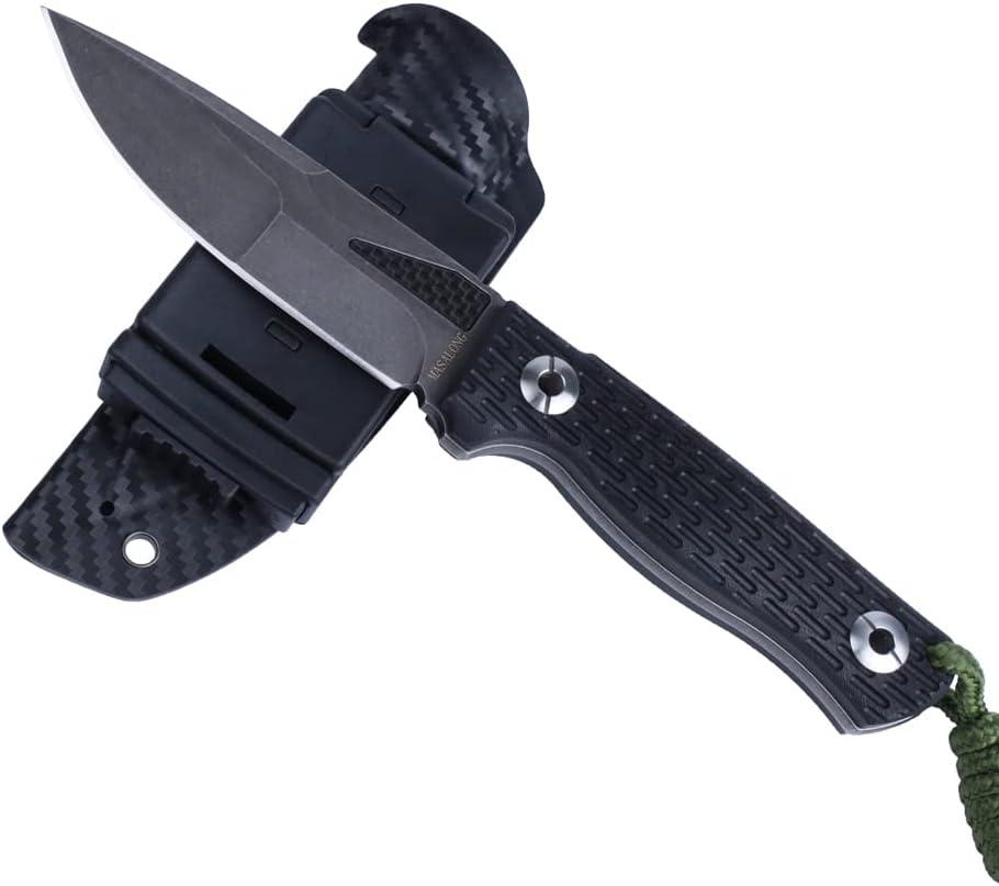 MASALONG kni244 Super Hard Tactical Outdoor Camping D2 steel fixed blade knives (black)