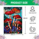 Stained Glass Mushroom Spring House Flag 28x40 Inch Double Sided, Large Burlap Garden Yard Flag for Seasonal Farmhouse Outside Outdoor Decor
