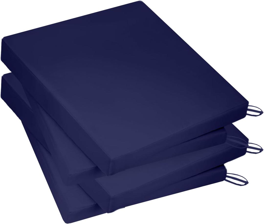 Outdoor Chair Cushions for Patio Furniture, 18.5X16X2 Patio Chair Cushions Set of 4, Waterproof Square Outdoor Seat Cushions with Non-Slip Bottom & Ties, Fade Resistant Chair Pads, Navy