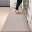DEXI Kitchen Rugs Non Slip Washable, 24x36+24x72 Absorbent Floor Mats Thin, Soft Carpet Runner for Sink Laundry, Set of 2, Beige