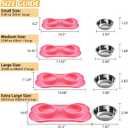 Hubulk Pet Dog Bowls 2 Stainless Steel Dog Bowl with No Spill Non-Skid Silicone Mat + Pet Food Scoop Water and Food Feeder Bowls for Feeding Small Medium Large Dogs Cats Puppies (M, Pink)