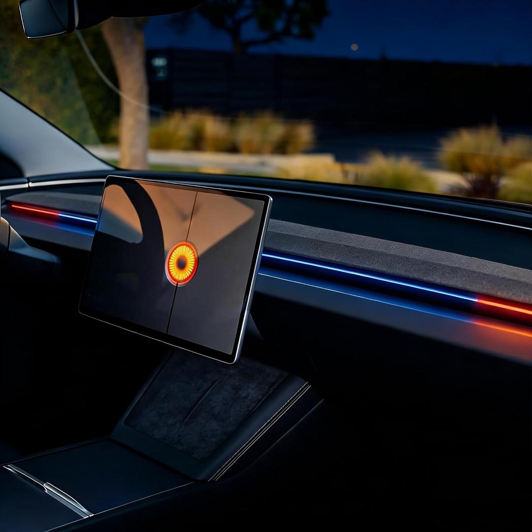 Blind Spot Detection with Ambient Lighting for Tesla Model Y Juniper 2025+,Model 3 Highland 2024+ Multi Color Effect Warning Light Strip